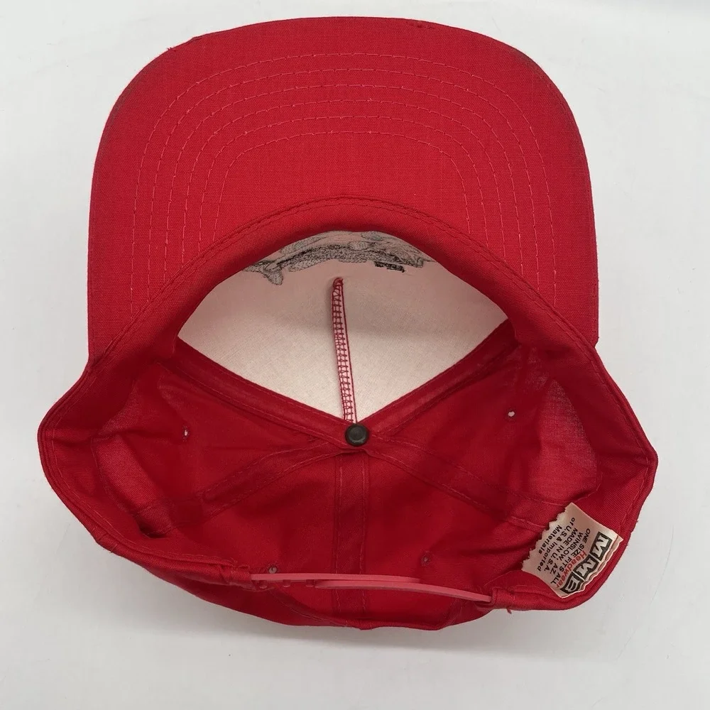 NEW Vintage Bass Hat‎ Cap SnapBack Red Trucker Embroidered Fishing Made In USA